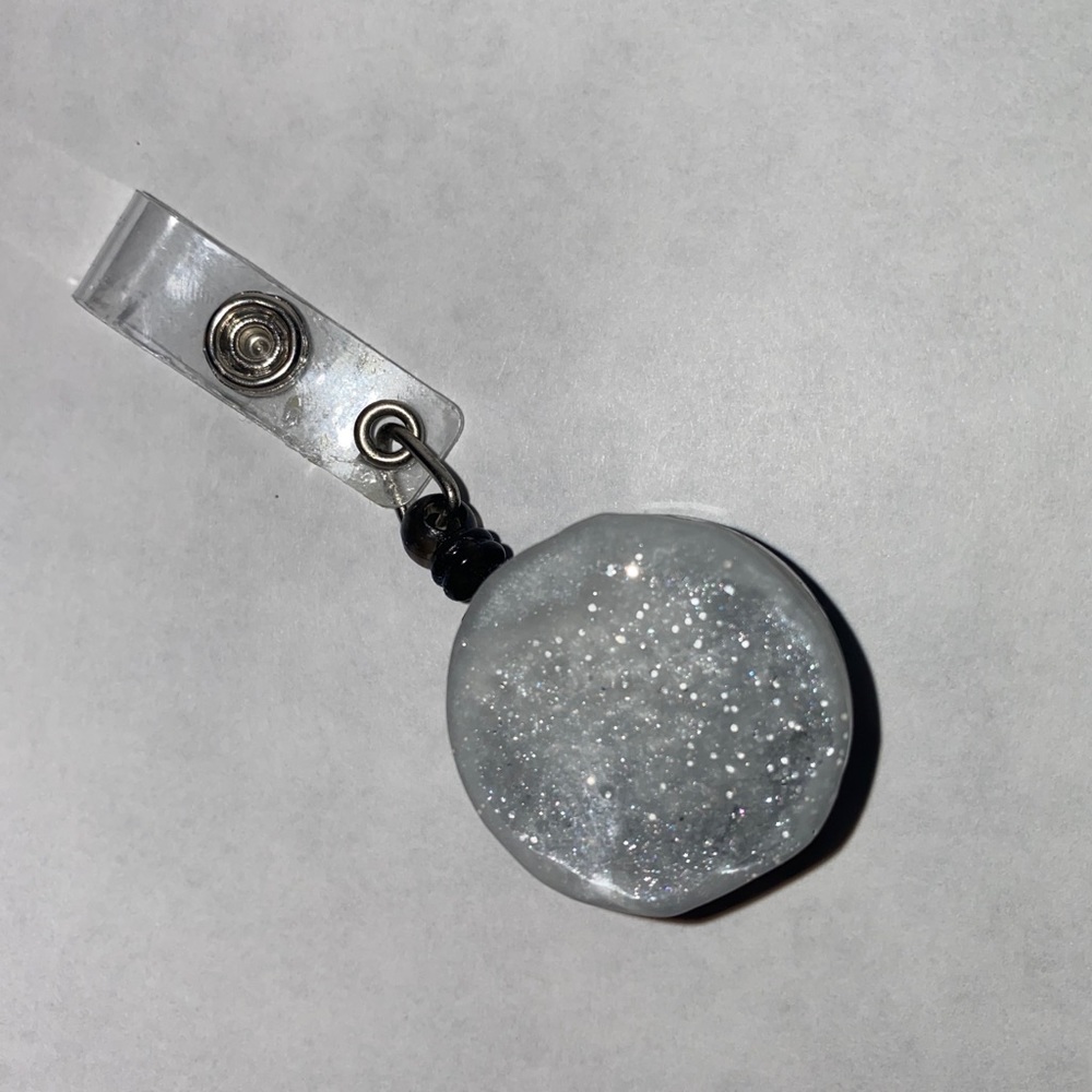 Silver quartz resin badge reel- 3 for $15